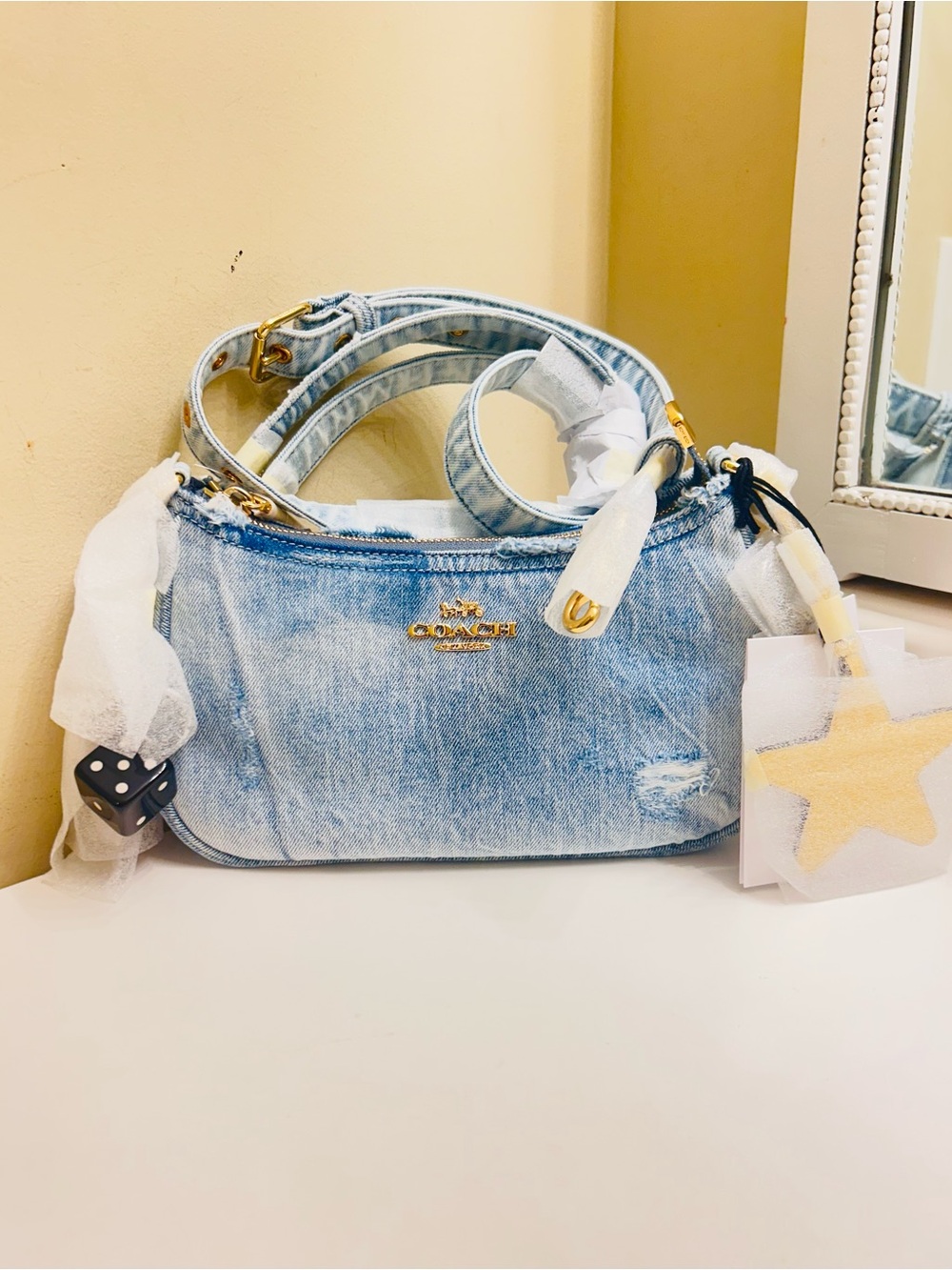 Coach Loved Denim Terri W/All Charms Crossbody/ Shoulder Bag